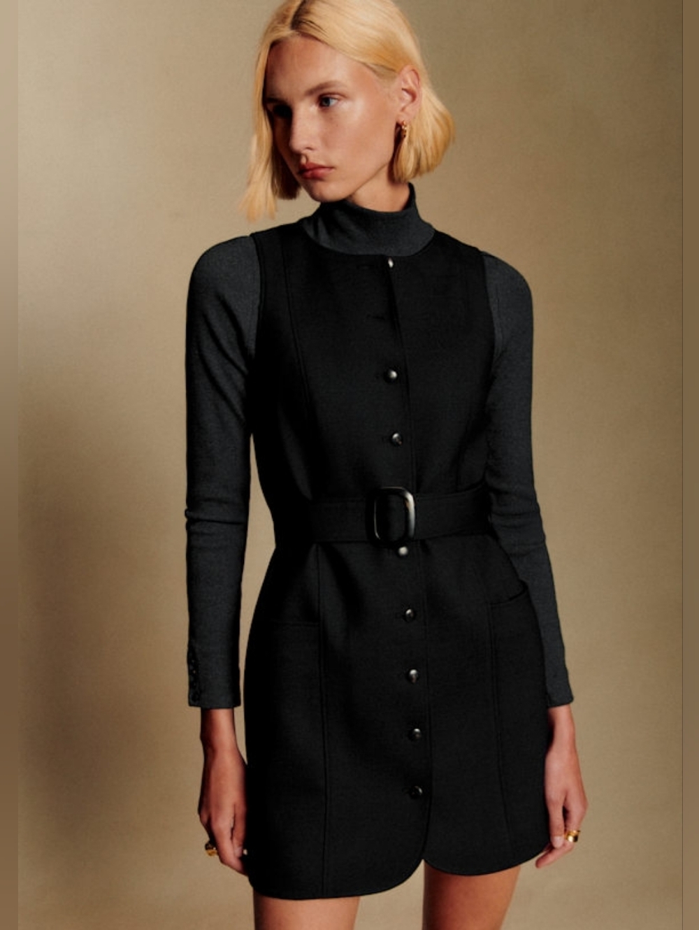 Sezane Redais Dress Black Size 2 NWT